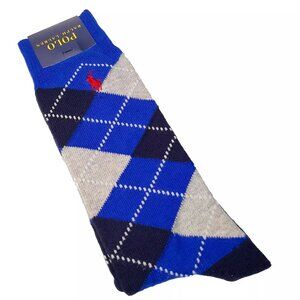 Polo by Ralph Lauren Blue and Gray Argyle Dress Socks